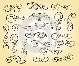 Calligraphic elegant elements design.Vector illustration.