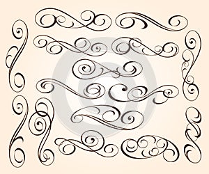Calligraphic elegant elements design.Vector illustration.