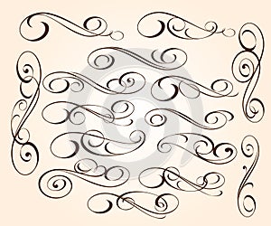 Calligraphic elegant elements design.Vector illustration.