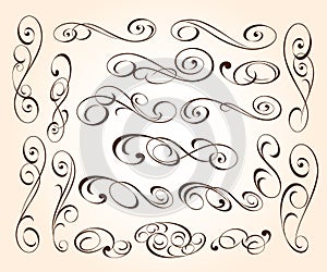 Calligraphic elegant elements design.Vector illustration.