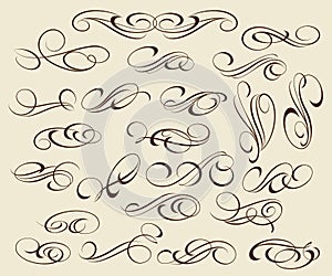 Calligraphic elegant elements design.Vector illustration.