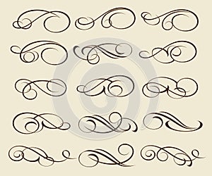 Calligraphic elegant elements design.Vector illustration.