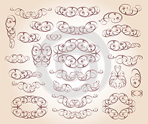 Calligraphic elegant elements design.Vector illustration.