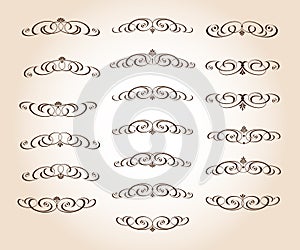 Calligraphic elegant elements design.Vector illustration.