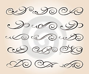 Calligraphic elegant elements design.Vector illustration.