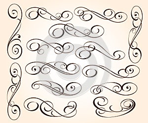 Calligraphic elegant elements design.Vector illustration.