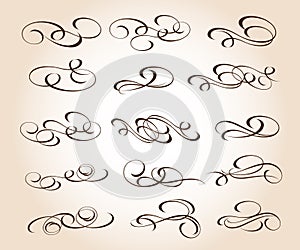 Calligraphic elegant elements design.Vector illustration.