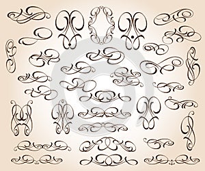 Calligraphic elegant elements design.Vector illustration.