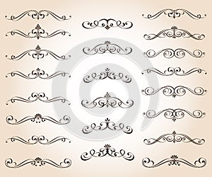 Calligraphic elegant elements design.Vector illustration.