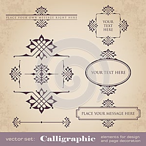 Calligraphic elements for design and page decoration - vector set