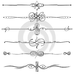 Calligraphic flourishes page dividers decoration illustration