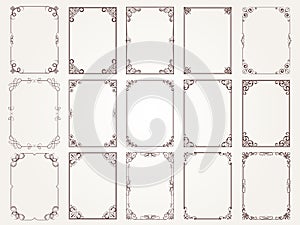 Calligraphic frames. Borders corners ornate frames for certificate floral classic vector designs collection