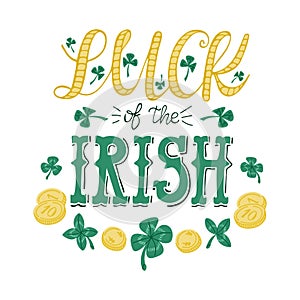 Calligraphic greeting card for St Patricks day