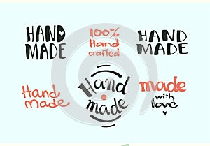 Calligraphic hand made label set. Vector illustrated