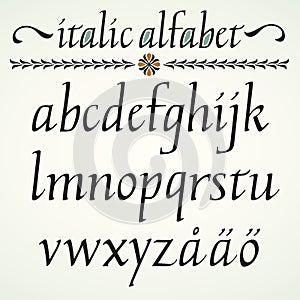 Calligraphic italic alphabet