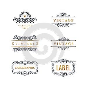 Calligraphic Luxury line logo. Flourishes elegant emblem monogram. Royal vintage divider design