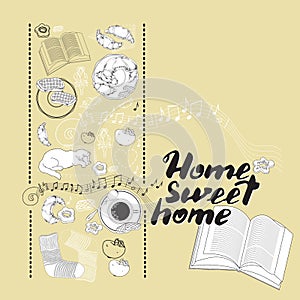 Calligraphic quote printable phrase Home sweet