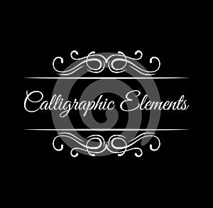 Calligraphic swirls design elements. Scroll filigree frames. Page decorations. Vector.