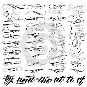 Calligraphic tattoo swirl set