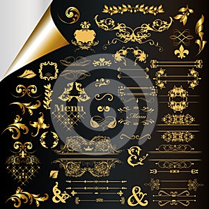 Calligraphic vector decorative elements vintage design