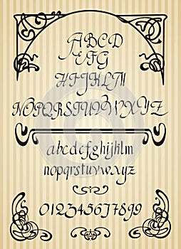 Calligraphic vector script font. Handwritten brush style modern