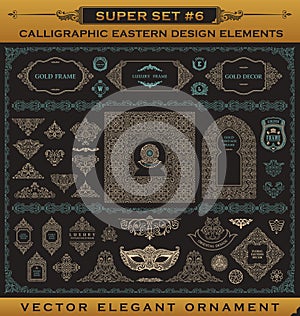 Calligraphic vintage elements. Vector baroque set. Design icons