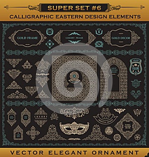 Calligraphic vintage elements. Vector baroque set. Design icons