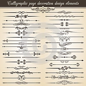 Kaligrafické starodávný strana dekorace prvky. vektor karta pozvání dekorace 