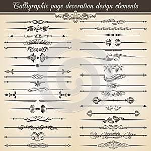 Calligraphic vintage page decoration design elements. Vector Card Invitation Text Decoration