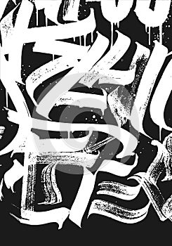 Calligraphy abstract graffiti lettering, grunge design composition, print design.