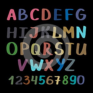 Calligraphy alphabet on black background