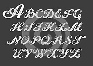 Calligraphy alphabet typeset lettering.