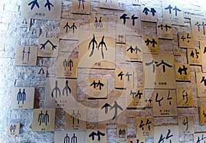 The calligraphy of bamboo word on the wall