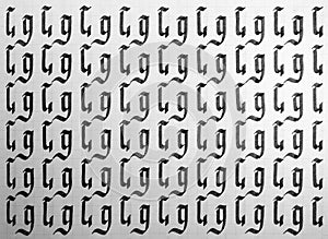 Calligraphy black and white letters G background.