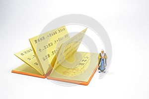 a Calligraphy of Buddhist with the mini philosopher figurer