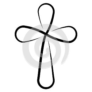 Calligraphy Christian cross, vector calligraphy lines cross, tattoo sign symbol faith in God and Jesus Christ