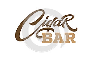 Calligraphy Cigar Bar in vintage style on white isolated background for design of signboard. Modern calligraphy, font photo