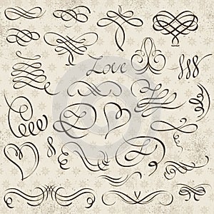 Calligraphy decorative borders, ornamental rules, dividers