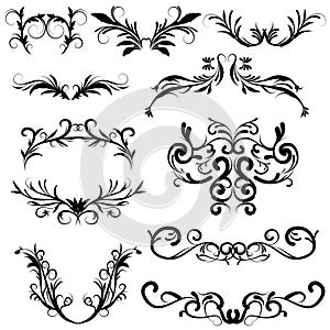 Calligraphy and dividers design collection set vector