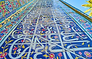 Calligraphy in exterior decoration of Persian buildings, Shiraz, Iran