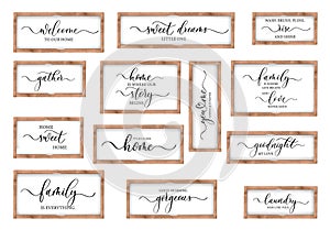Calligraphy Family sign bundle, home, Farmhouse, lettering Quotes.