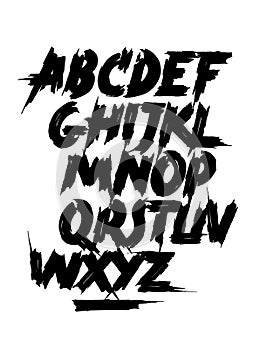 Calligraphy hand lettering brush font. Vector alphabet