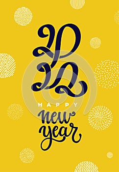 2022 Calligraphy lettering by brush. Christmas template in typography design. Merry Christmas and Happy New Year. Decoration card