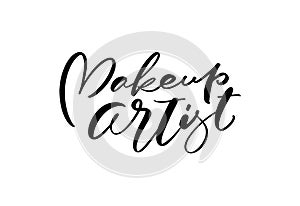 Calligraphy lettering text Make up Artist. Logo modern design vector illustration flat logo barber education