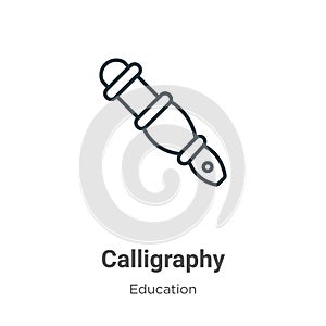 Calligraphy outline vector icon. Thin line black calligraphy icon, flat vector simple element illustration from editable education