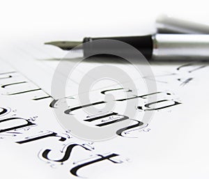 Calligraphy pen, letters