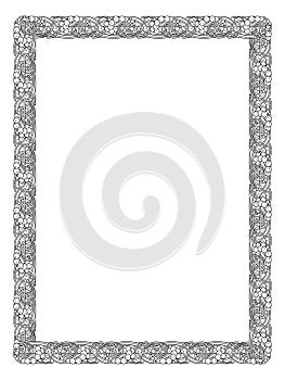 Calligraphy penmanship curly baroque frame black