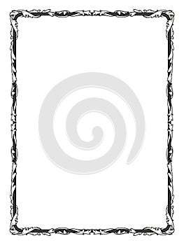 Calligraphy penmanship curly baroque frame black