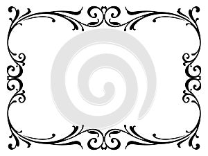 Calligraphy penmanship curly baroque frame black