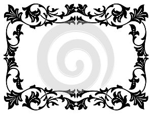 Calligraphy penmanship curly baroque frame black